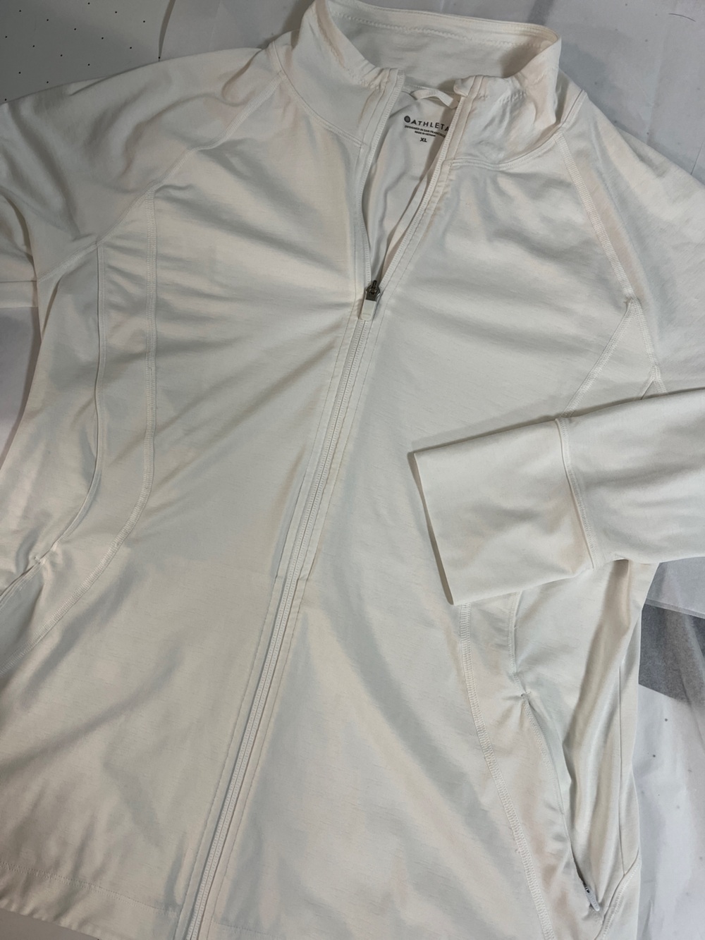 Athleta performance Full-Zip white XL women’s Athletic Jacket pockets